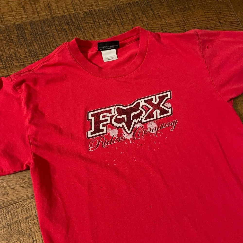 Fox Racing T-Shirt Mens Medium Red Grunge Distressed Motocross Skater Tee